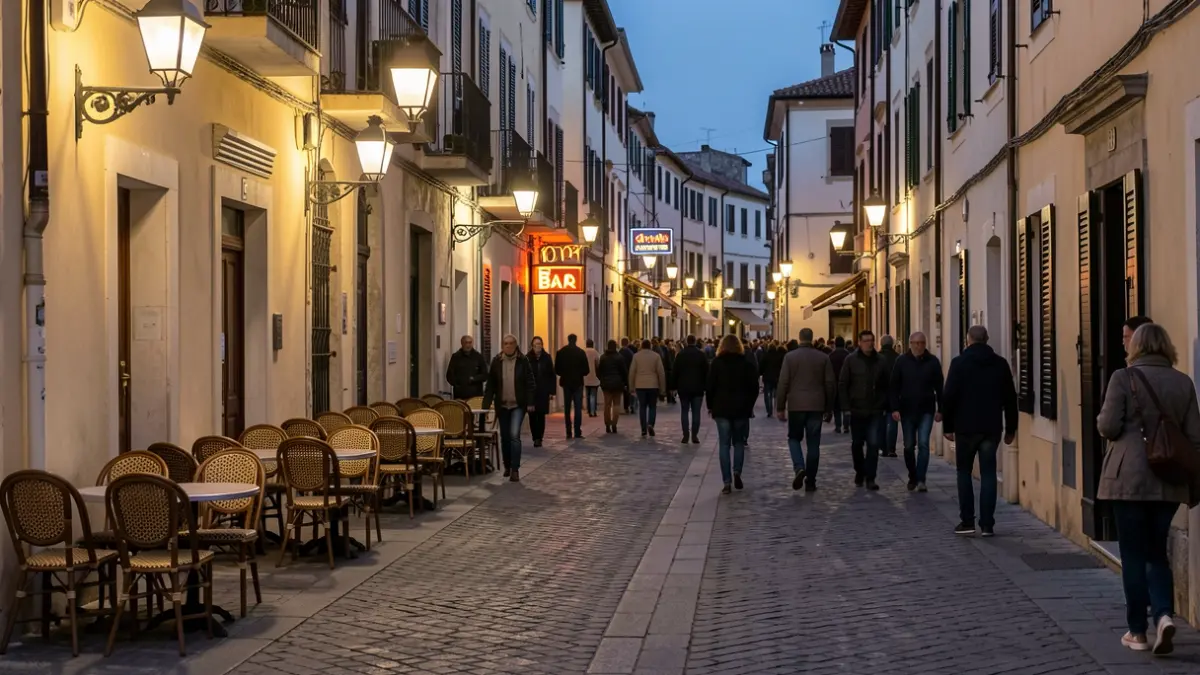 Generic image of empty streets in a Mediterranean town at dusk.