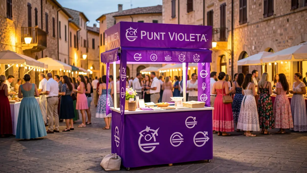 Imatge genèrica d'un Punt Violeta durant unes festes populars.