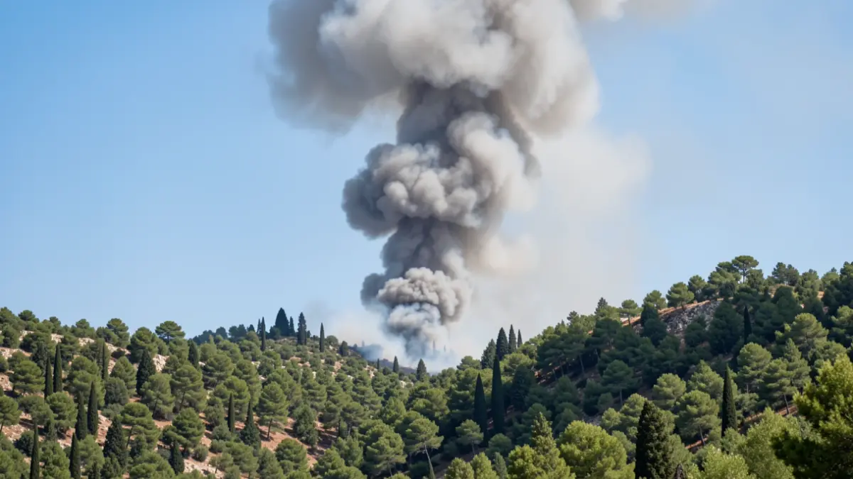 Imatge genèrica de fum d'incendi forestal sobre una muntanya.