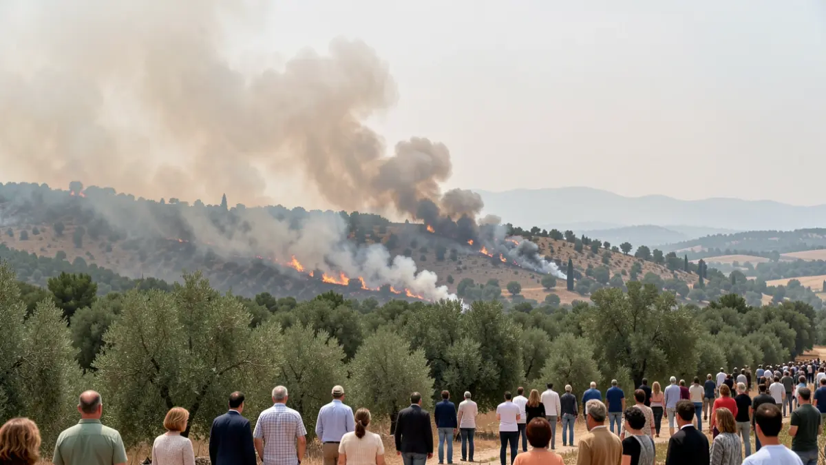 Generic image of a forest fire in a Mediterranean landscape.