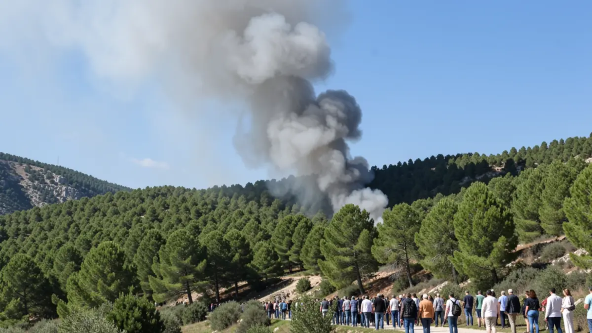 Generic image of a forest fire on a mountainside.