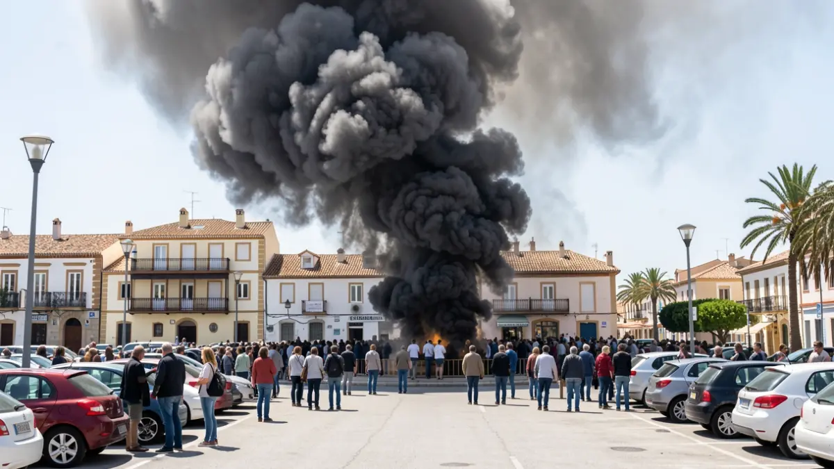 Imagen genérica de una columna de humo negro sobre un parking en Peñíscola.
