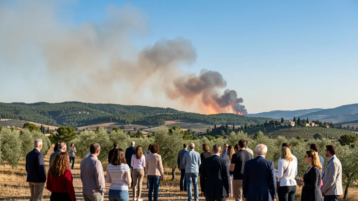 Generic image of smoke from a forest fire in a Mediterranean landscape.