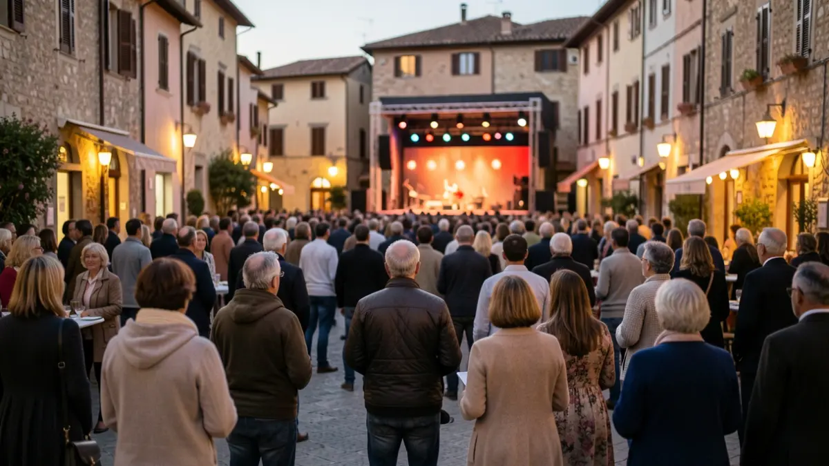 Imatge genèrica d'una plaça de poble mediterrani al capvespre amb gent.