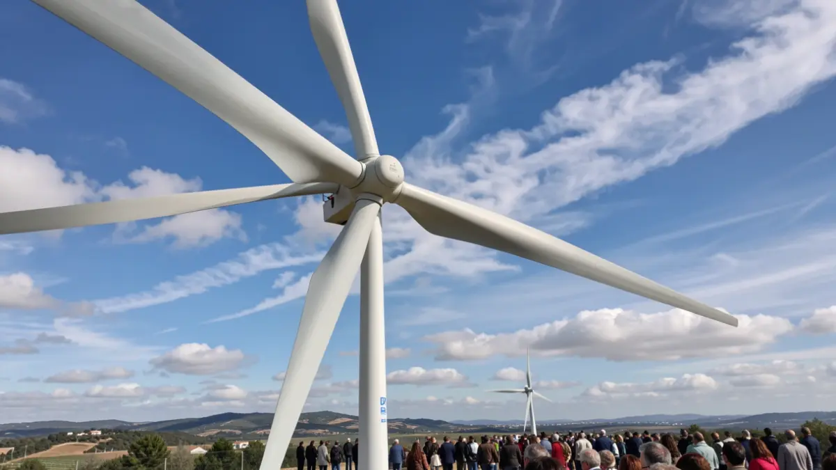 Imatge genèrica de turbines eòliques en un paisatge de la comarca dels Ports.