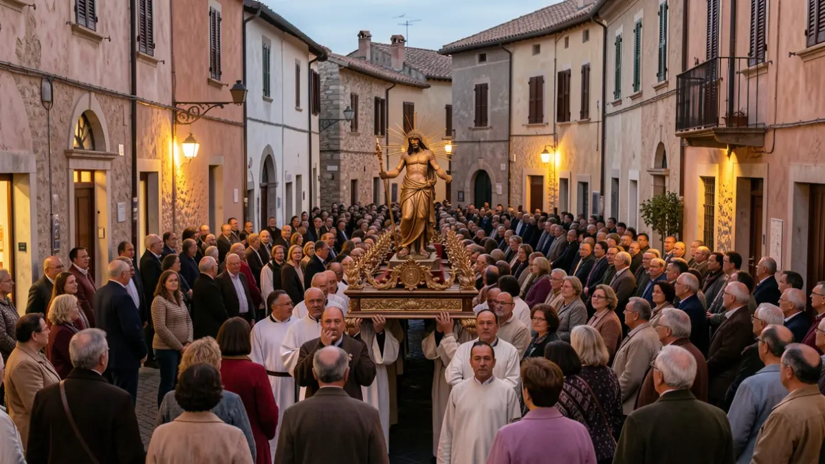 Imatge genèrica d'una processó religiosa a la vesprada.