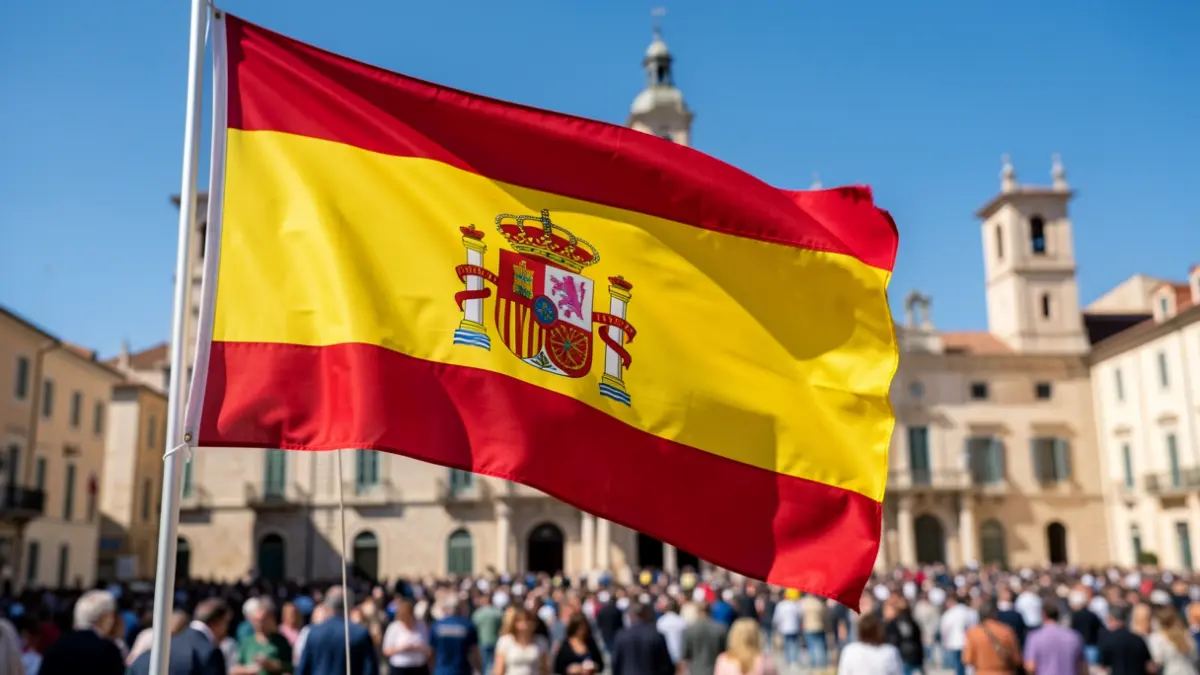 Imagen genérica de una bandera española ondeando frente a un ayuntamiento.