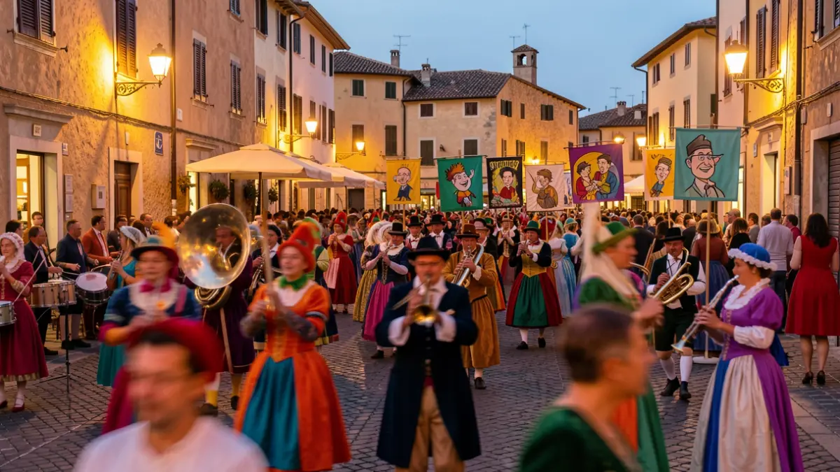 Imatge genèrica d'una desfilada festiva amb disfresses i música.