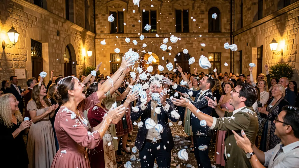 Imatge genèrica d'una festa de llançament de merengues a Llíria.