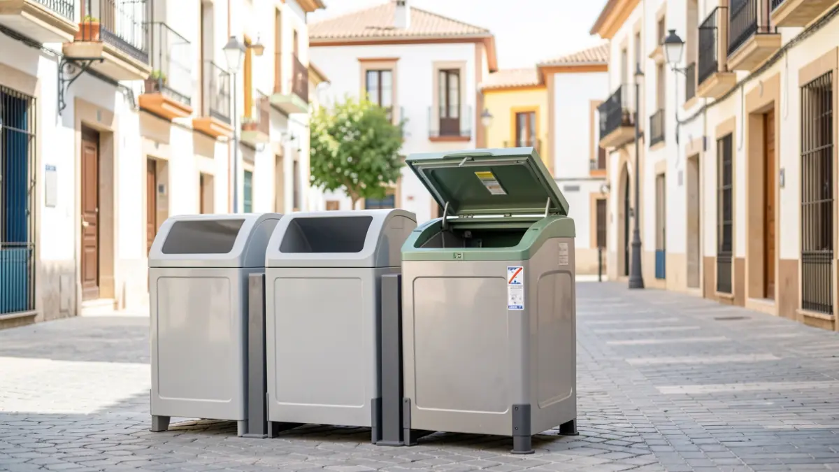 Generic image of new waste containers installed on a street.