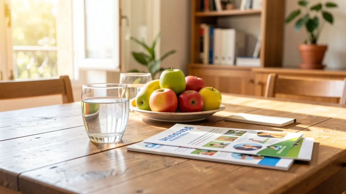 Generic image of educational materials about health and healthy habits in an office setting.