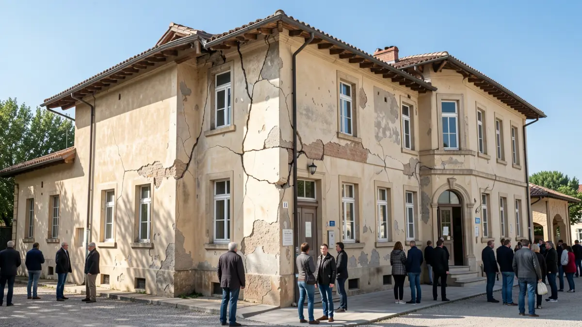 Generic image of a school building with structural problems.