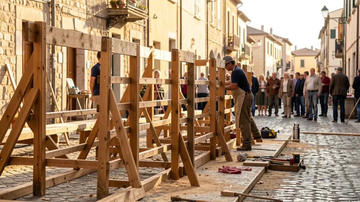 Imagen genérica del montaje de cadafales para fiestas populares.