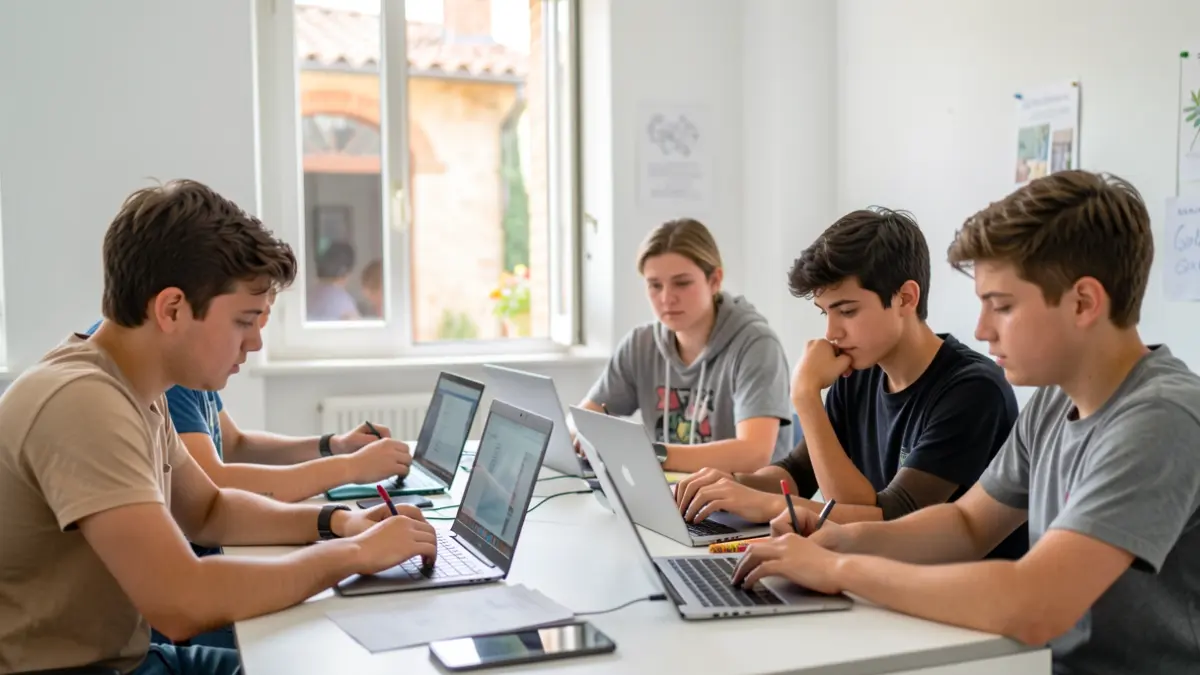Jóvenes participando en un taller digital en L'Eliana.
