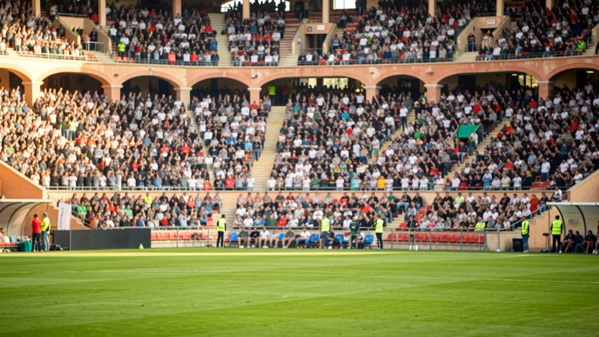 Imatge genèrica d'un estadi de futbol ple de gom a gom.