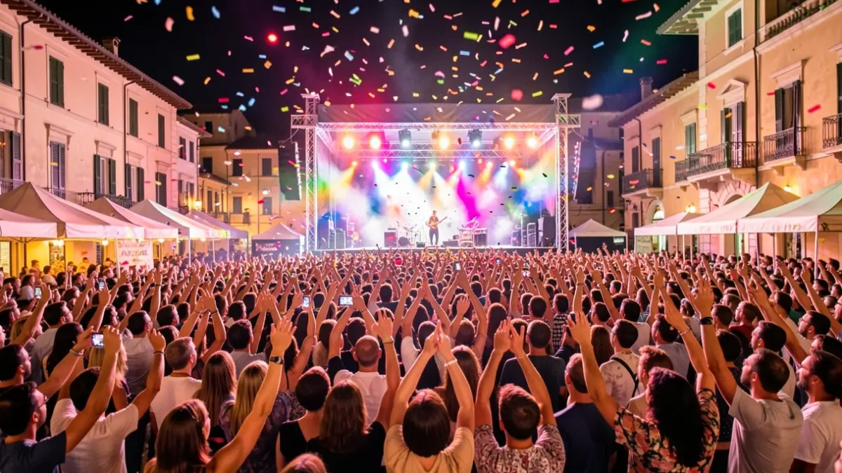 Imatge genèrica d'un festival de música a l'aire lliure amb públic i llums.