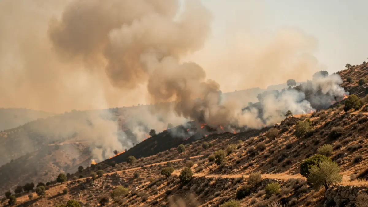 Imatge genèrica d'un incendi forestal amb fum.