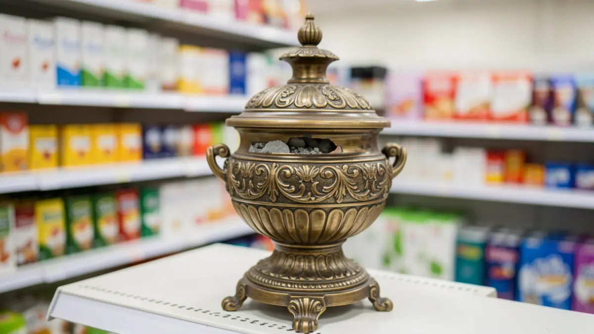 Generic image of a funerary urn with ashes in a supermarket.