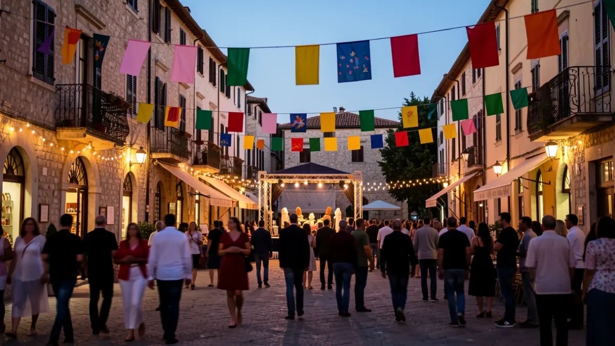 Imagen genérica de un festival cultural en la calle con ambiente festivo.