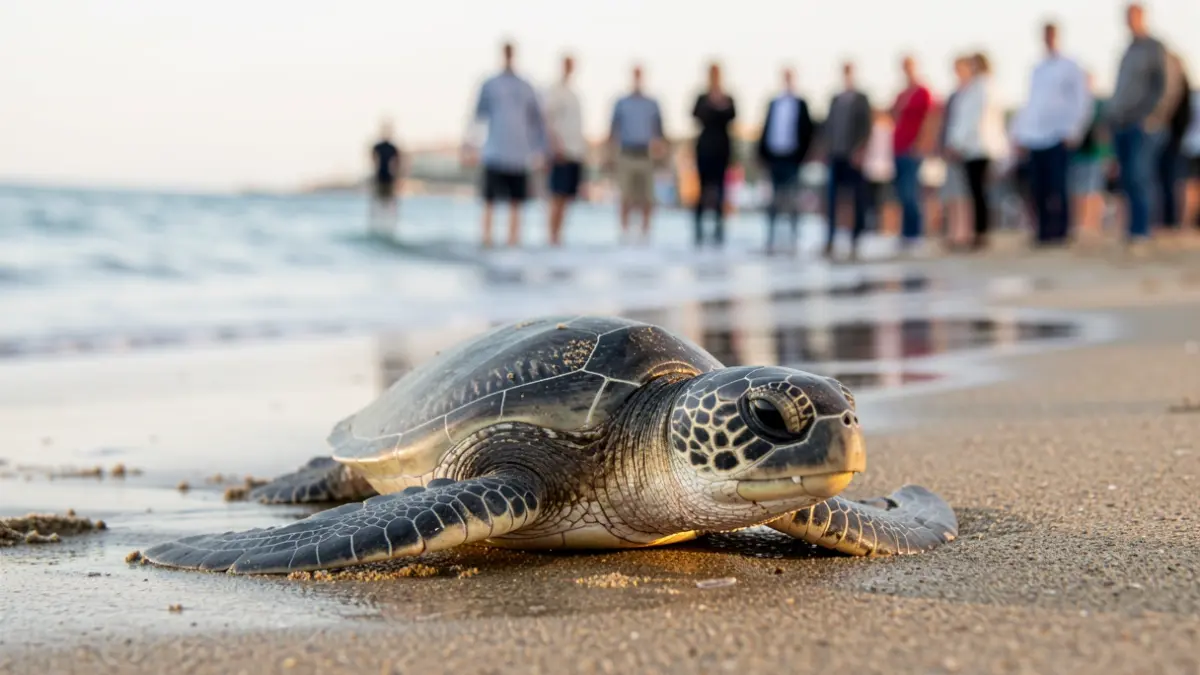 Cría de tortuga boba a la platja de El Torres, Villajoyosa.