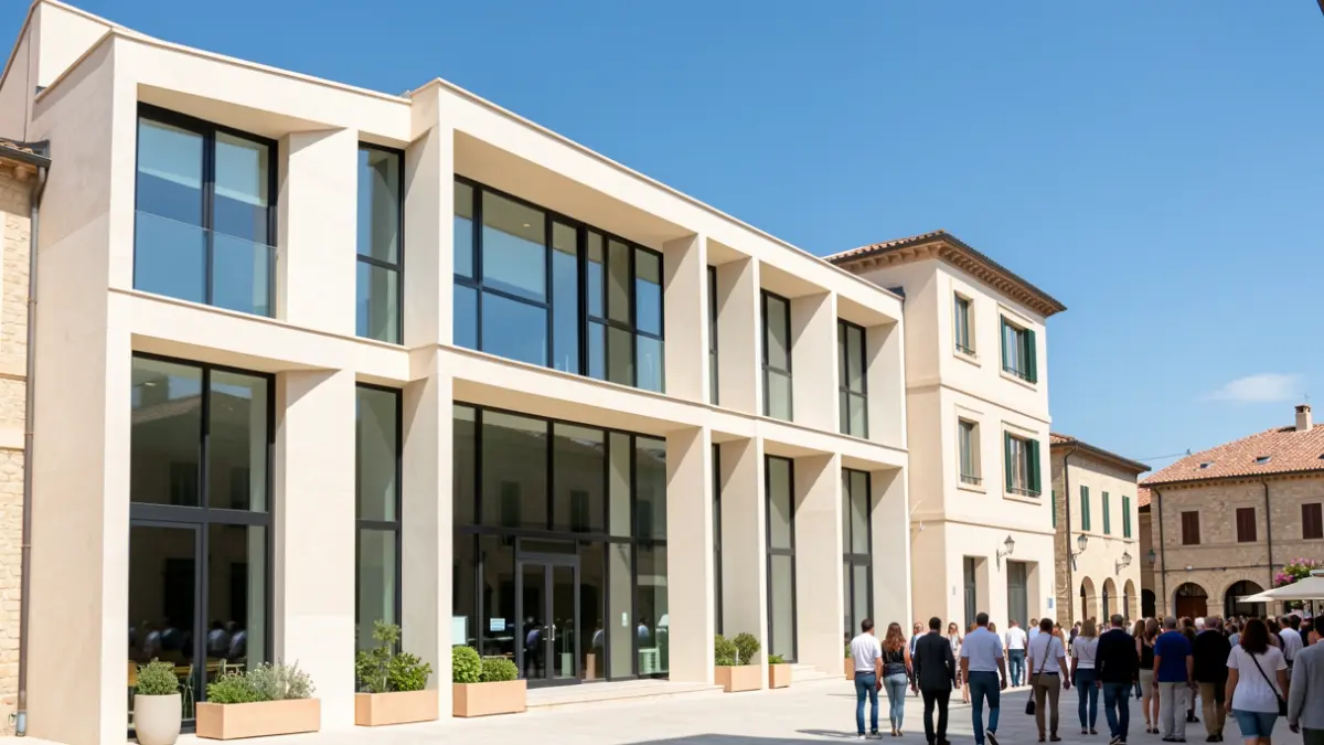 Generic image of a modern auditorium facade in Valencia.