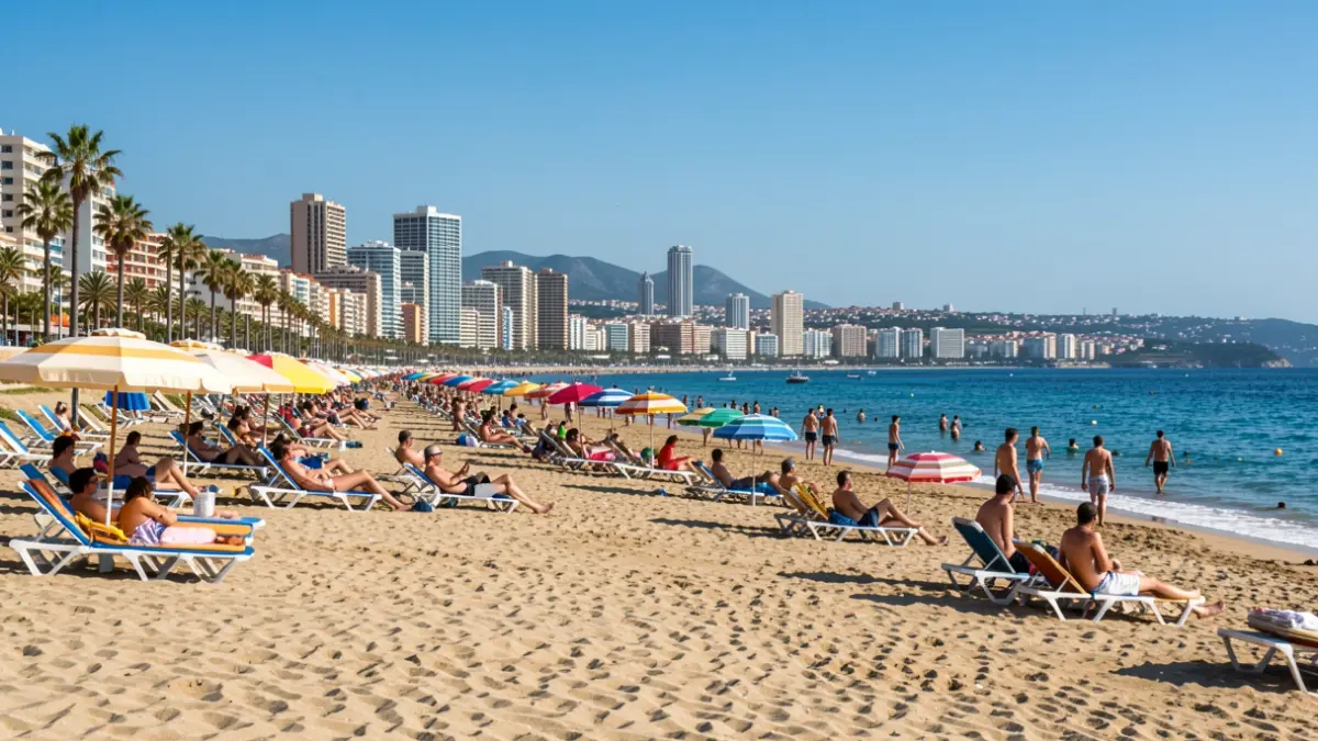 Imagen genérica de una playa mediterránea con gente disfrutando del sol.