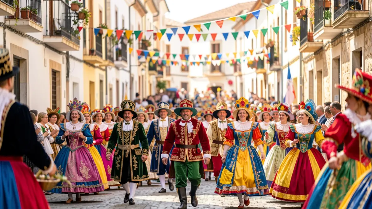 Imagen genérica de un desfile de Moros y Cristianos en un pueblo mediterráneo.