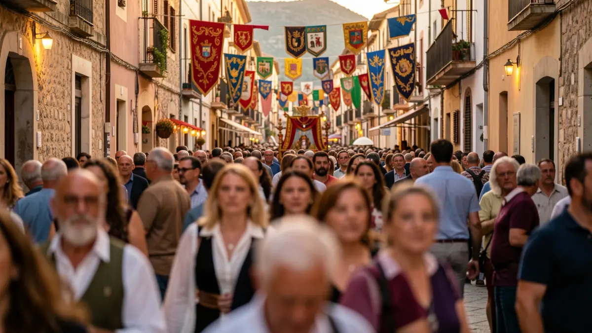 Generic image of a street during a Moors and Christians festival in the Valencian Community.