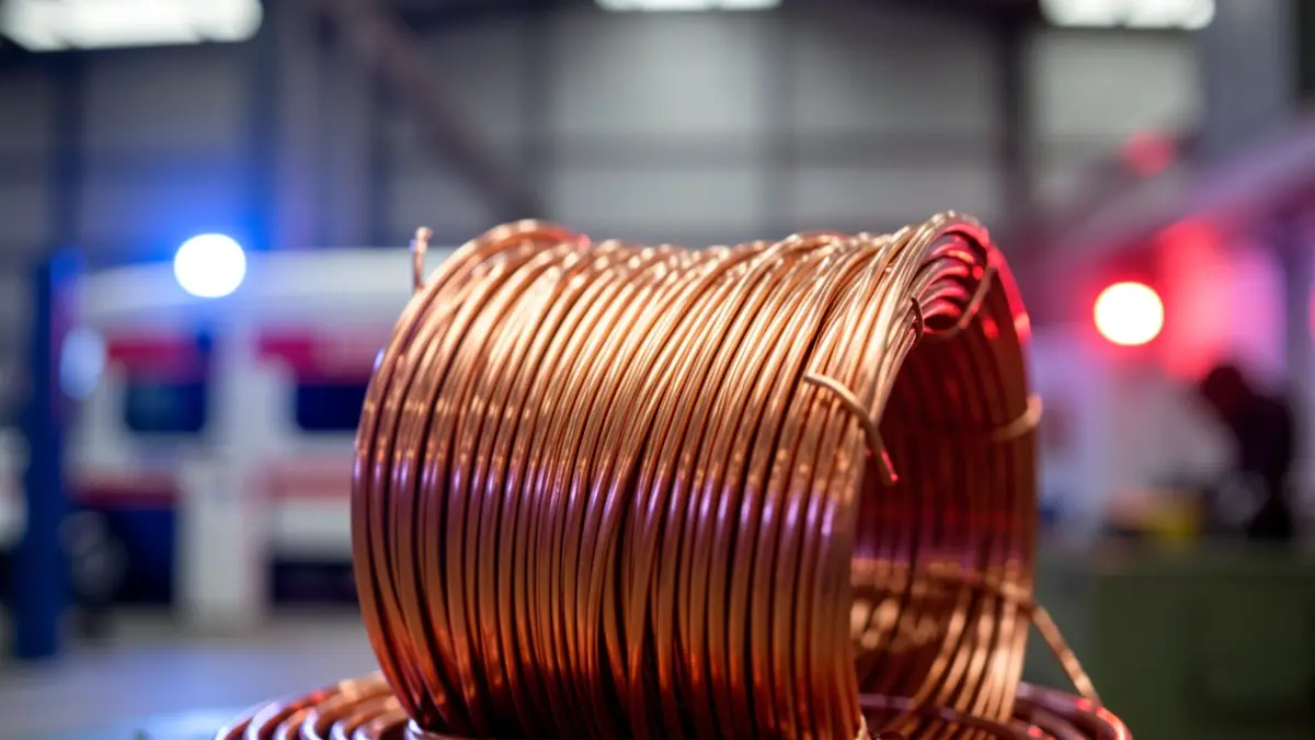 Generic image of stolen copper with emergency lights.