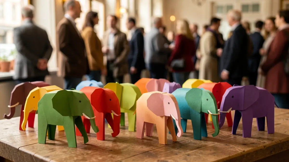 Imatge genèrica de paper d'elefants de paper sobre una taula.