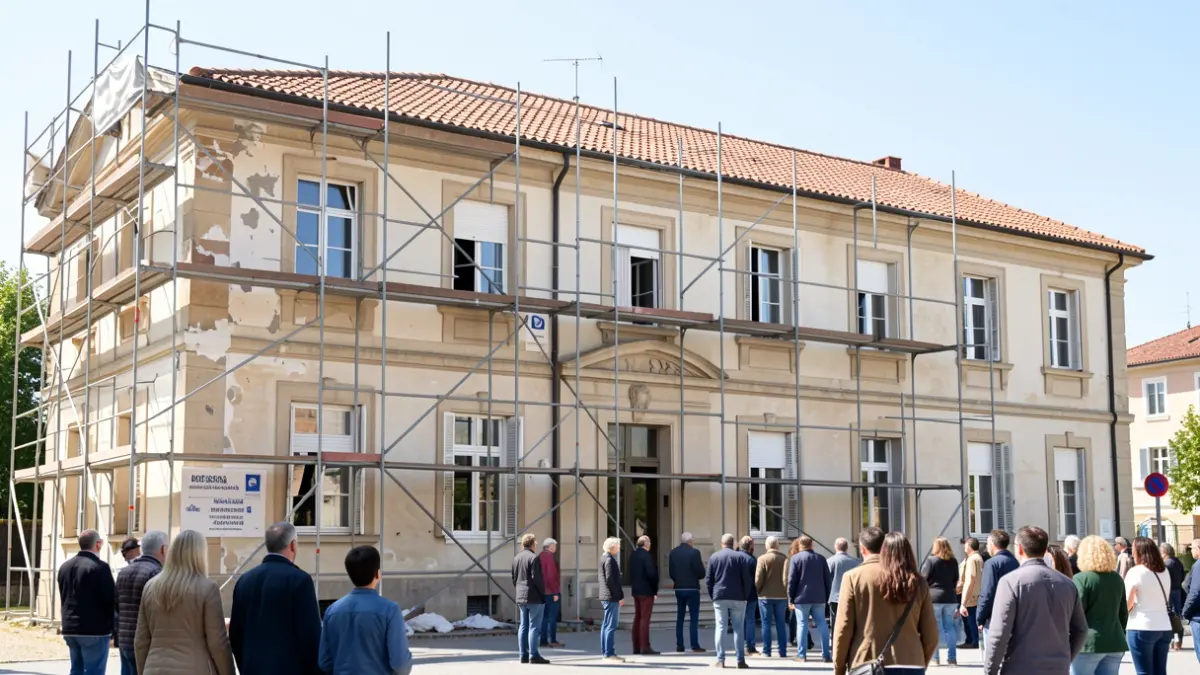 Imagen genérica de obras en un edificio escolar.