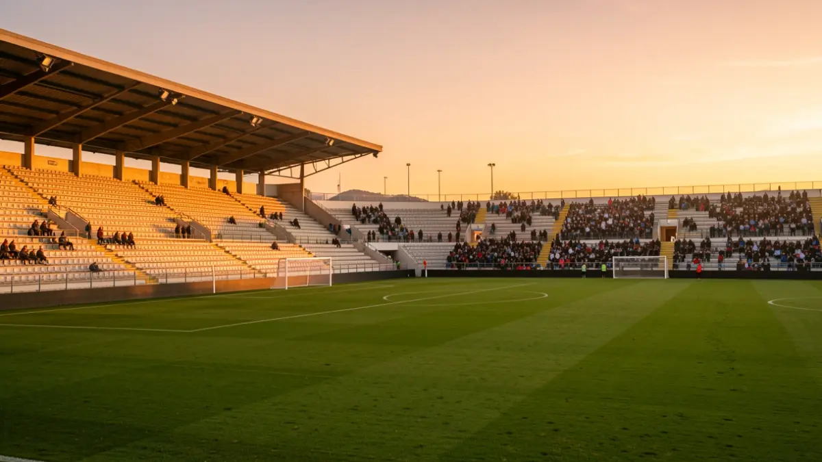 Imagen genérica del campo de fútbol de La Magdalena en Novelda al atardecer.
