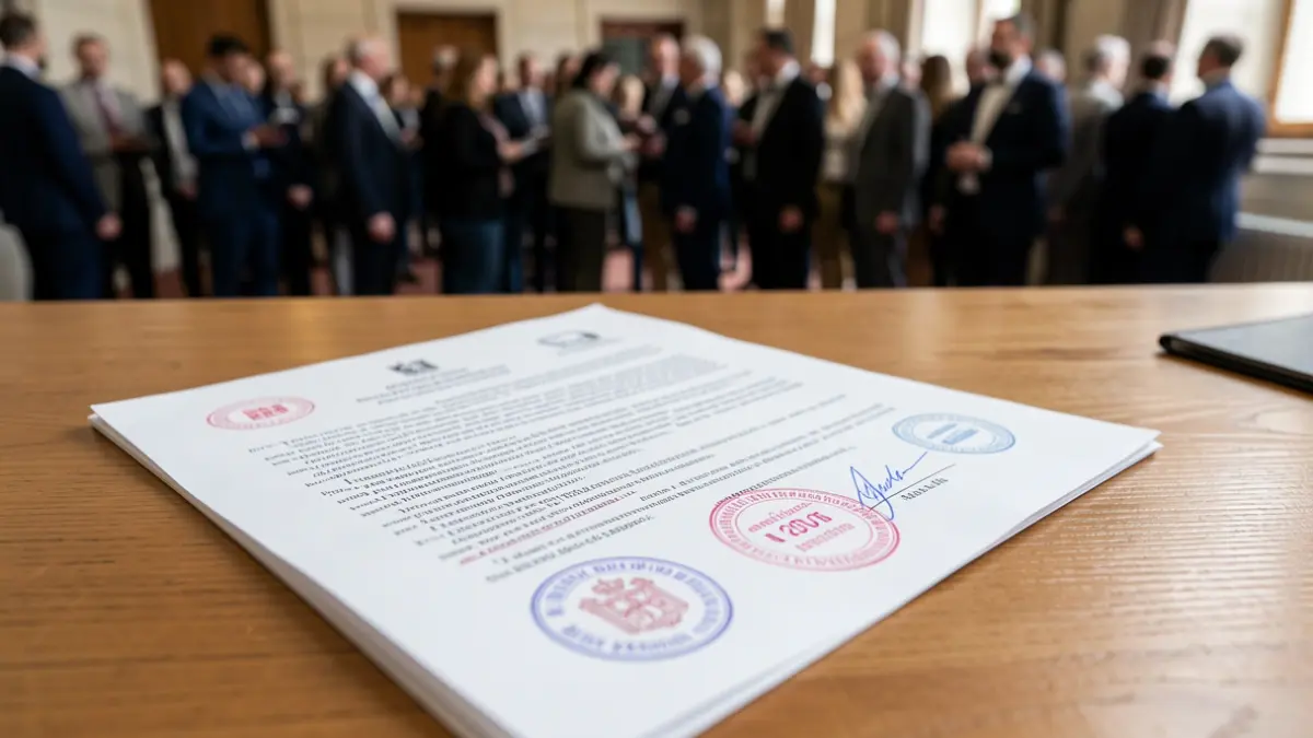 Imatge genèrica d'un document oficial amb segells.