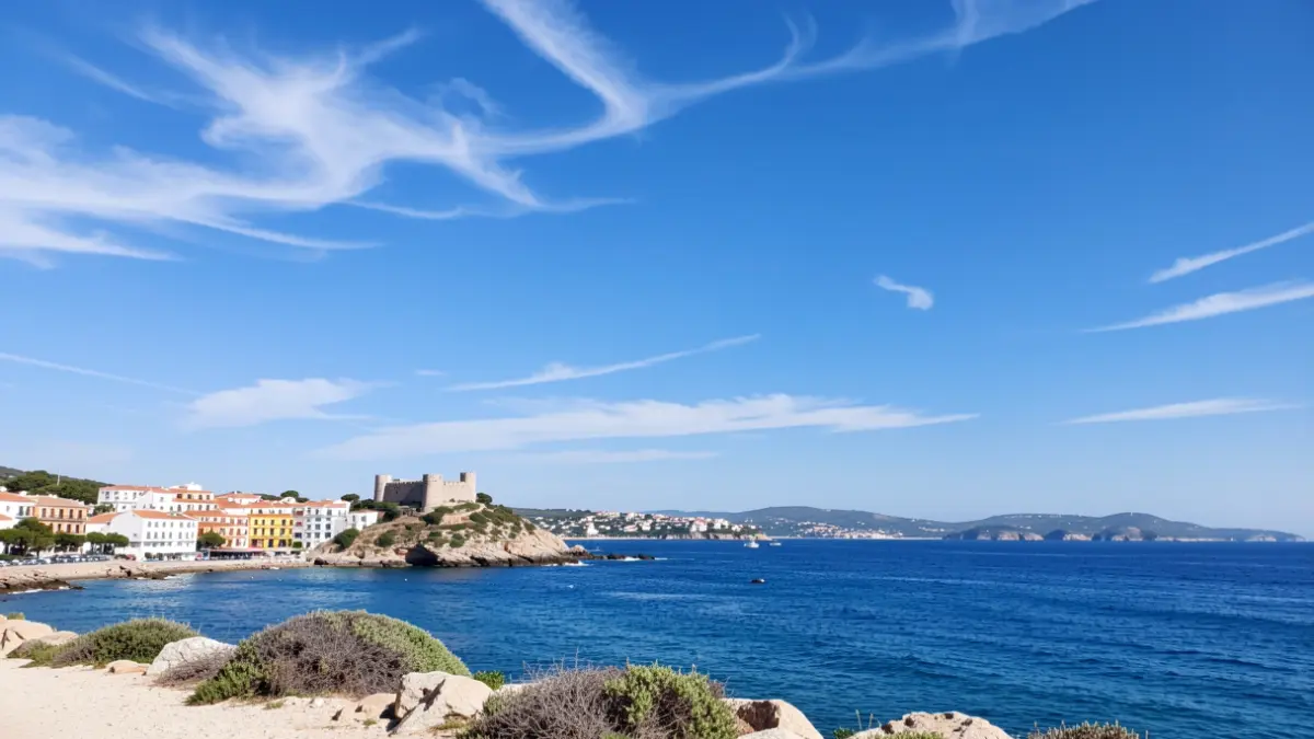 Imagen genérica del cielo y la costa de Peñíscola con sol.