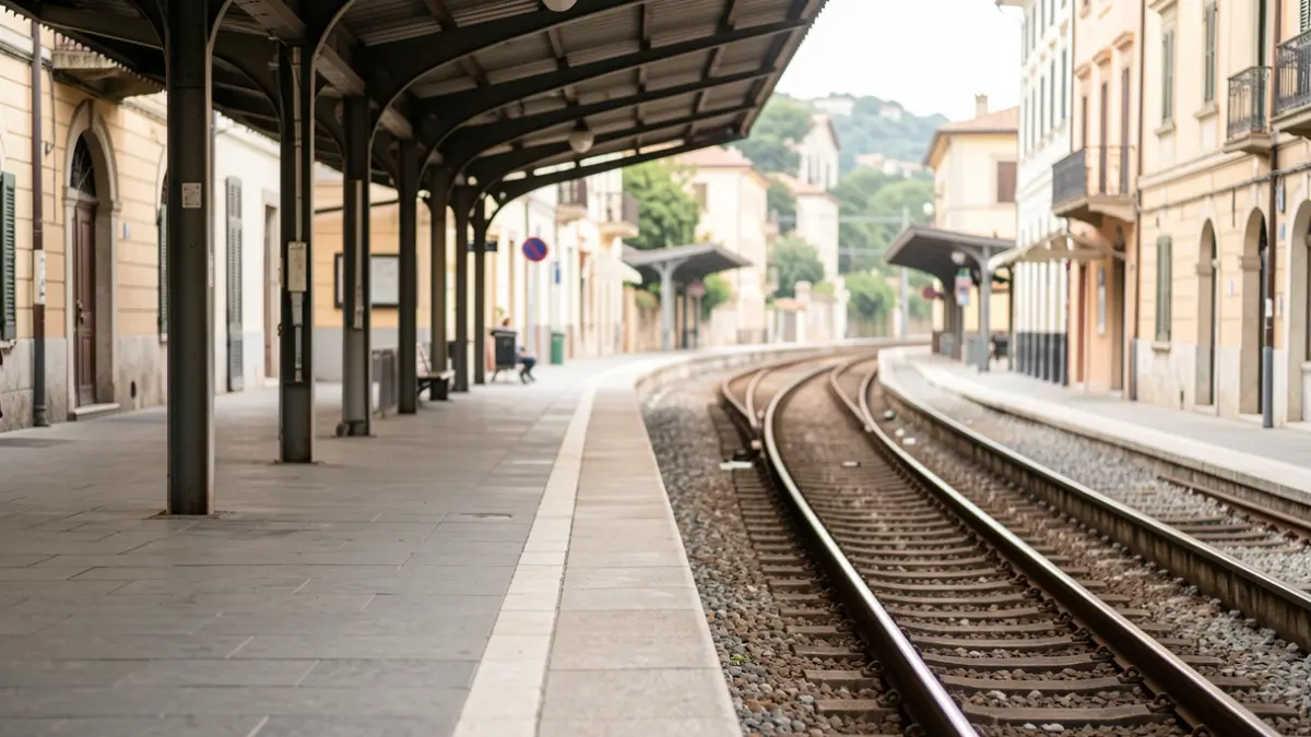 Generic image of an empty train platform at an urban station.