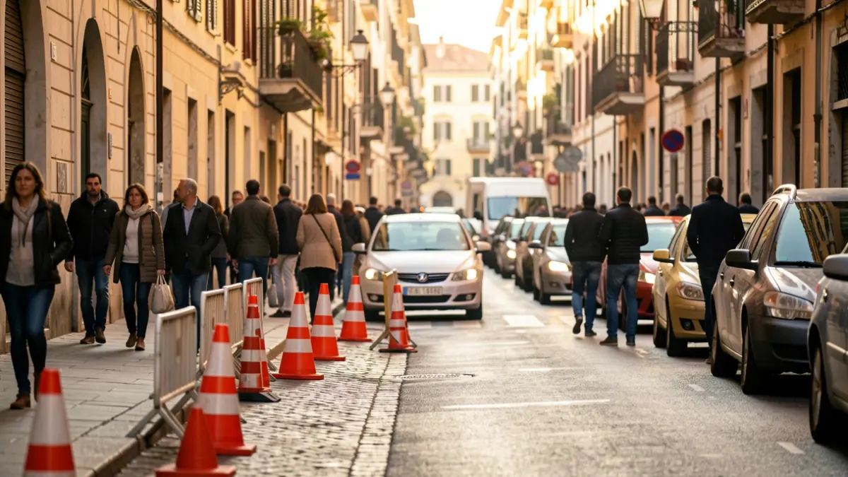 Generic image of traffic restrictions in a Mediterranean city.
