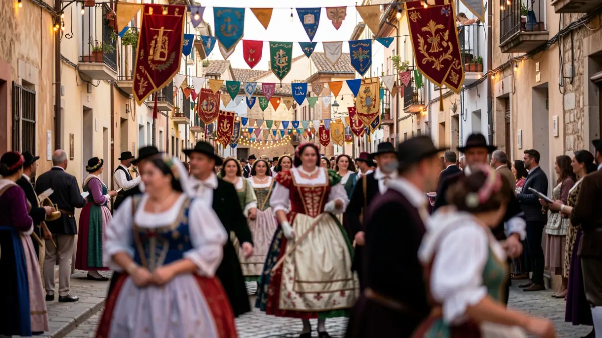 Generic image of a Moors and Christians festival in a Mediterranean town.