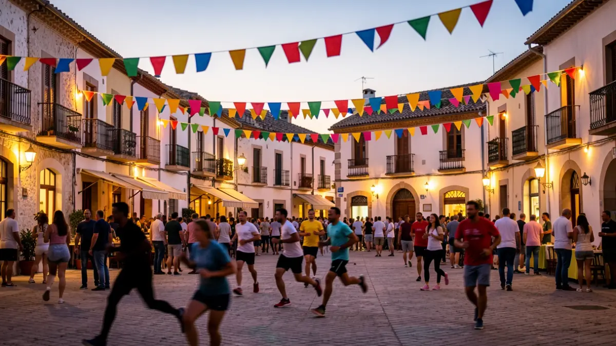Generic image of a Mediterranean town square with sports activities.
