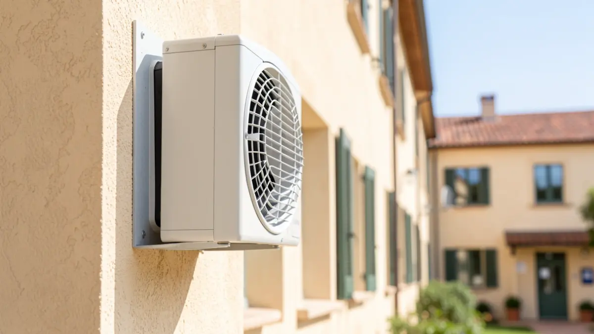 Imatge genèrica d'un sistema de climatització instal·lat en un centre educatiu.