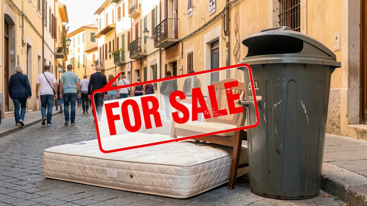 Generic image of a humorous campaign to prevent irregular dumping of bulky waste.