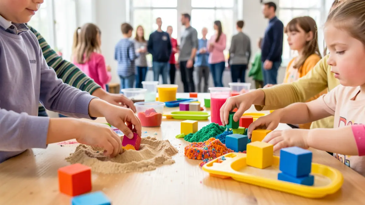 Imagen genérica de talleres infantiles con materiales sensoriales.