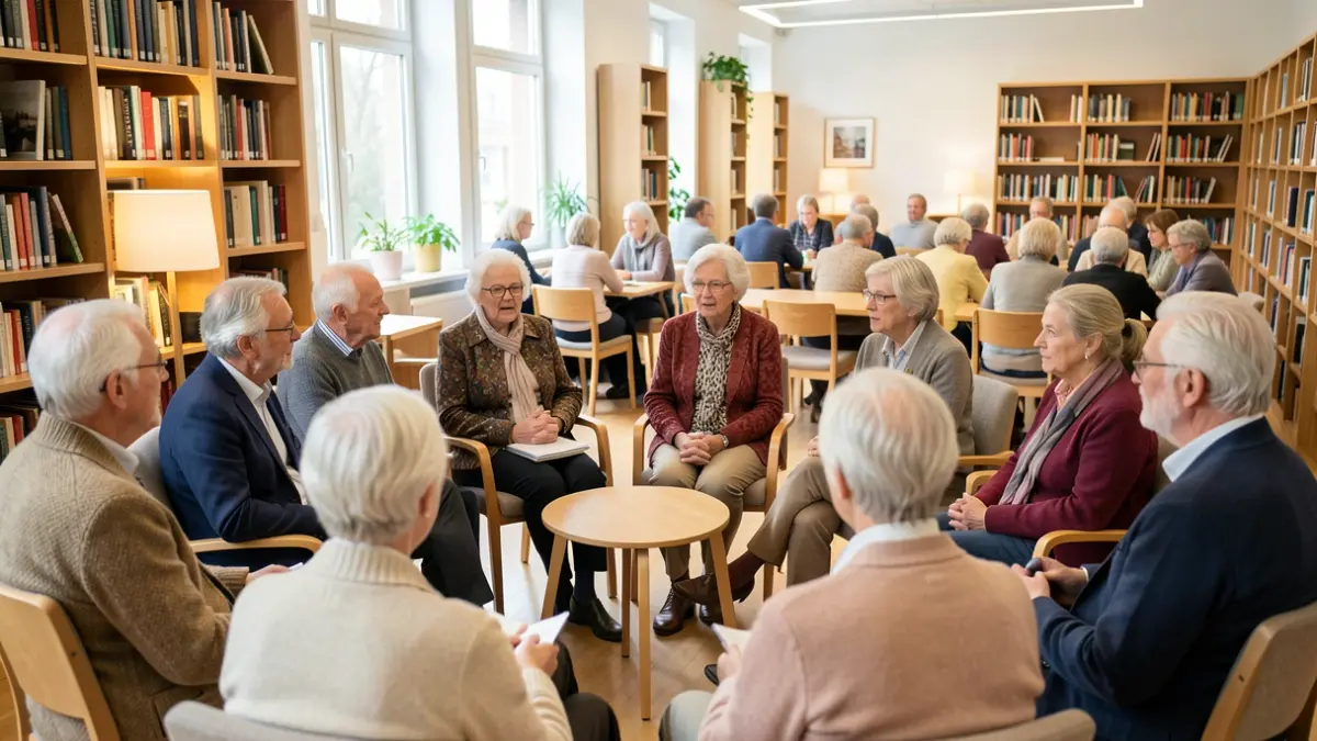 Generic image of a workshop for seniors in a library.