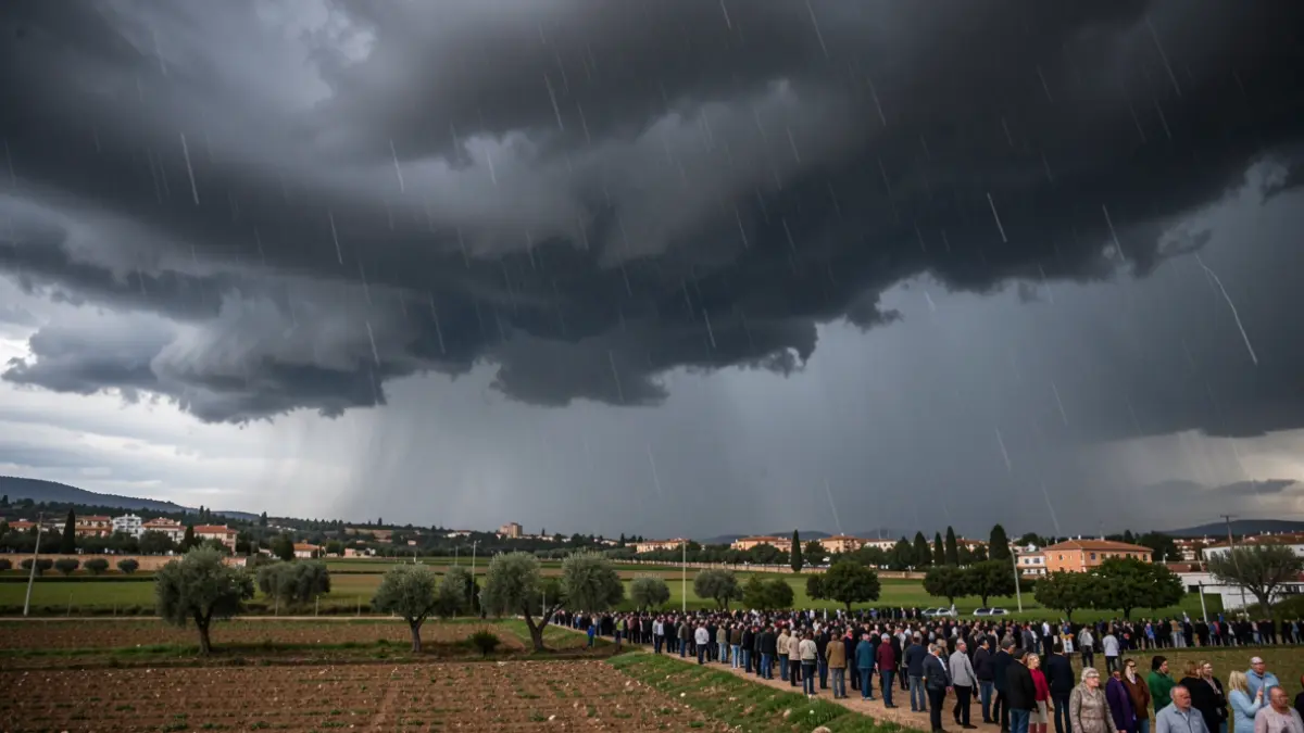 Imagen genérica de nubes de tormenta sobre un paisaje rural.