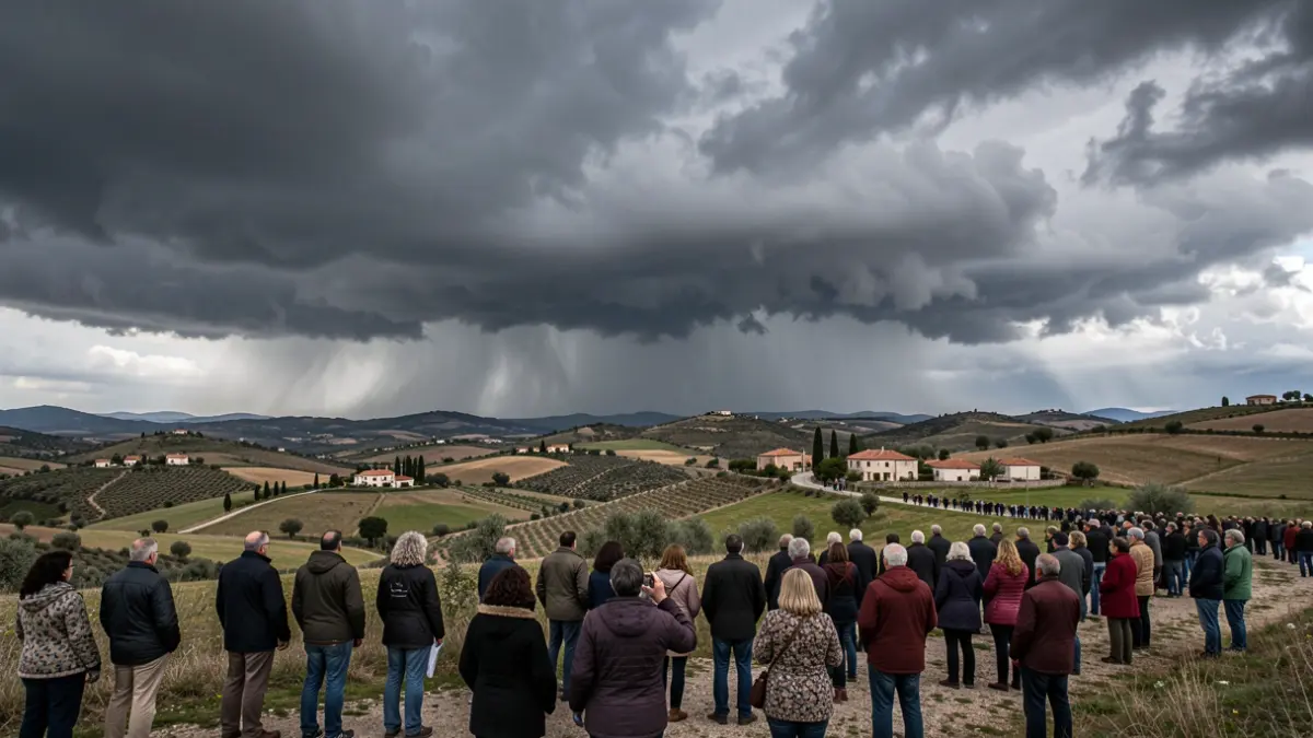 Imatge genèrica de núvols de tempesta sobre un paisatge mediterrani.