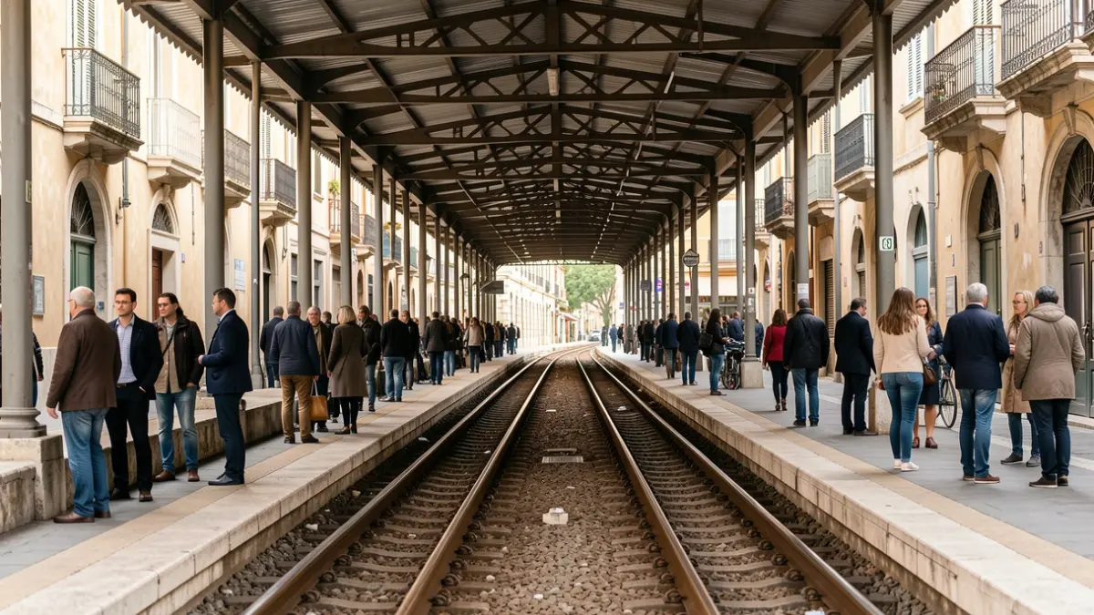 Generic image of train tracks at a station.