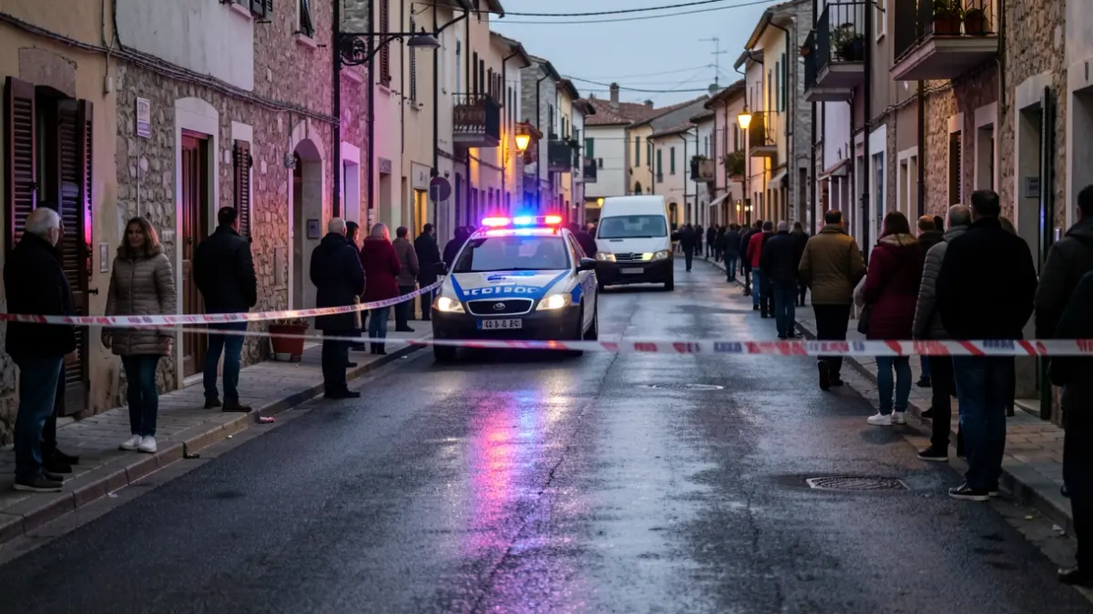 Generic image of a cordoned-off street with police presence and a hearse.
