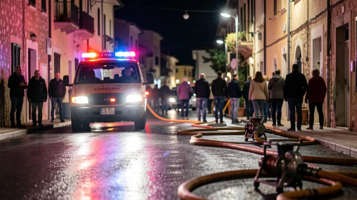 Generic image of emergency lights on a street during a firefighter intervention.