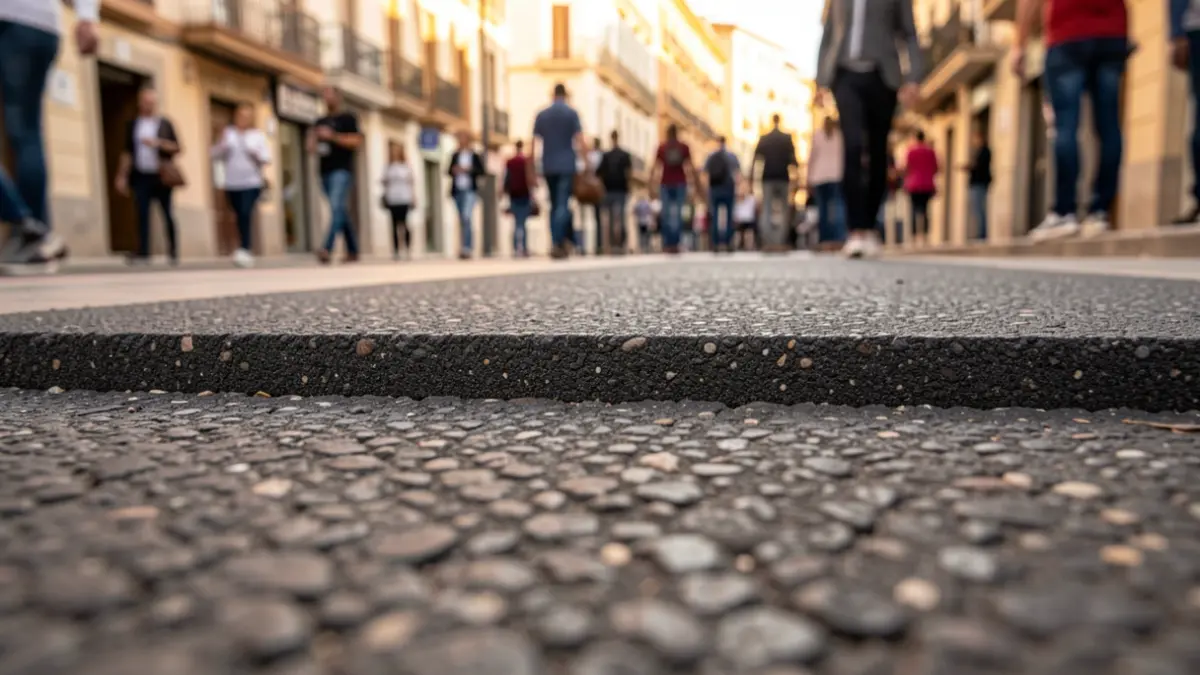 Sound-absorbing pavement installed on an urban street in Valencia.