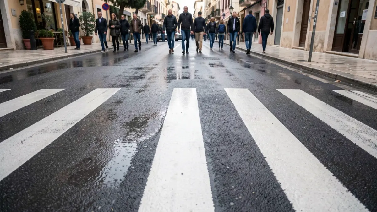 Generic image of a newly marked pedestrian crossing on an urban street.