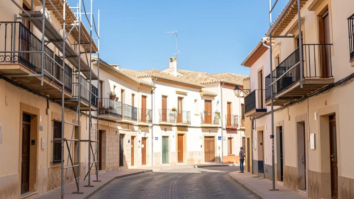 Imatge genèrica de carrers del barri de La Morenica a Villena amb els balcons reparats.